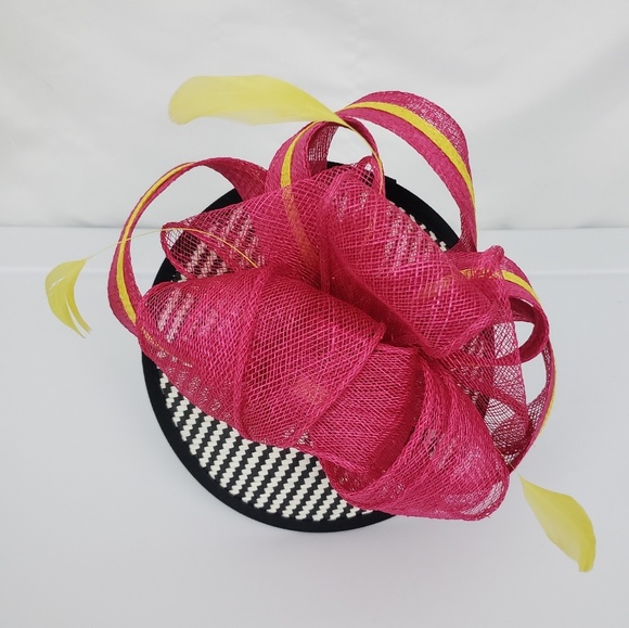 🆕️pink ribbon chevron striped fascinator - Picture 5 of 7